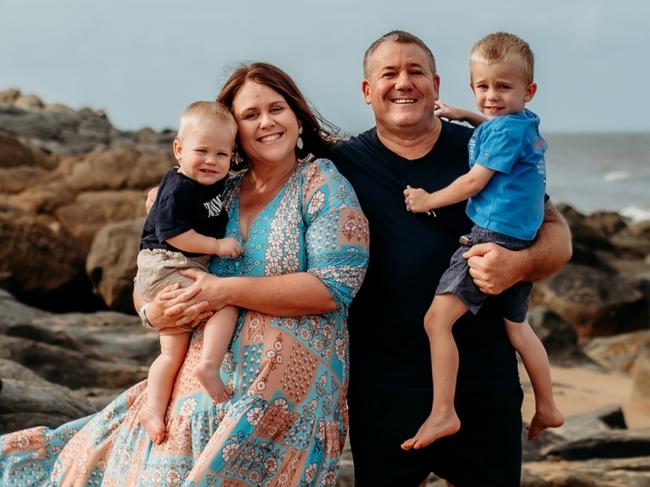 Sarah and Steve Willey with boys George and Tom enjoying time as a family. Mr Willey, a former non-professional athlete, is batting chronic traumatic encephalopathy (CTE). Picture: Supplied