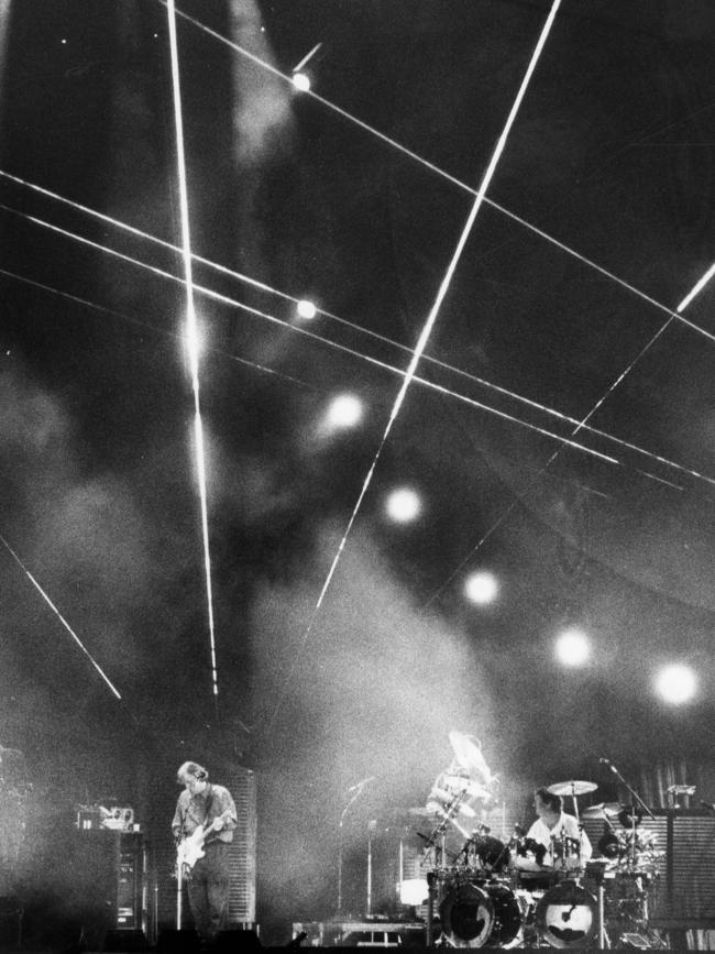 British rock band Pink Floyd performing at Thebarton Oval on their A Momentary Lapse of Reason Tour in February 1988.