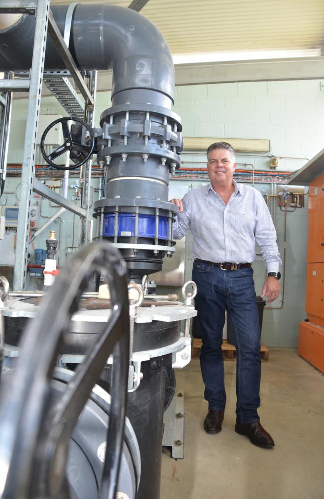 Member for Thuringowa Aaron Harper checks out the new filtration gear, which was a big part of the refurbishment.