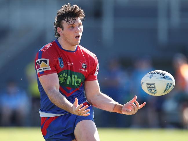 Former Newcastle Knights player Eddie Hampson (Edward) in action for the club's Jersey Flegg U21s side. Picture: Bryden Sharp Photography / Supplied