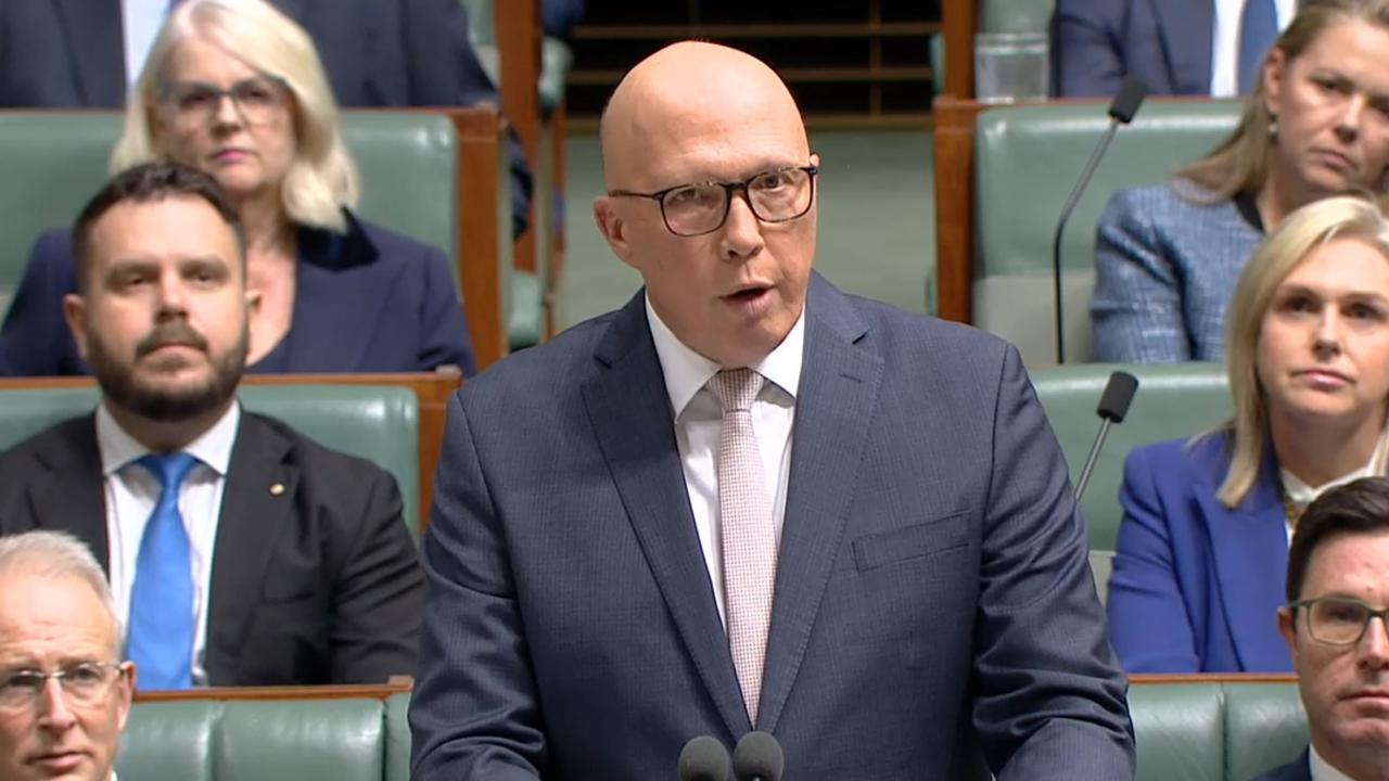 Opposition Leader Peter Dutton gives his Budget Reply speech. Picture: ABC