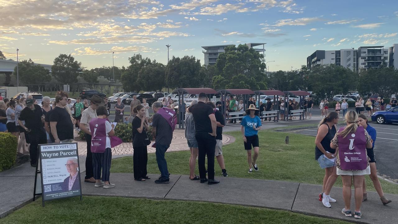 Voters at Siena Catholic College where ballot papers ran out before 6pm.