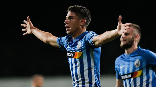 New Socceroos World Cup squad member Fran Karacic in action for Lokomotiva Zagreb, a Croatian top flight side.