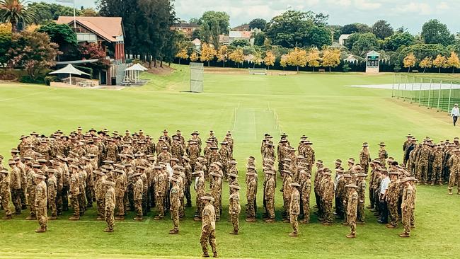 Newington College and MLC cadets. Around 140 female cadets descend on Newington’s grounds each fortnight for the program. Picture: Facebook