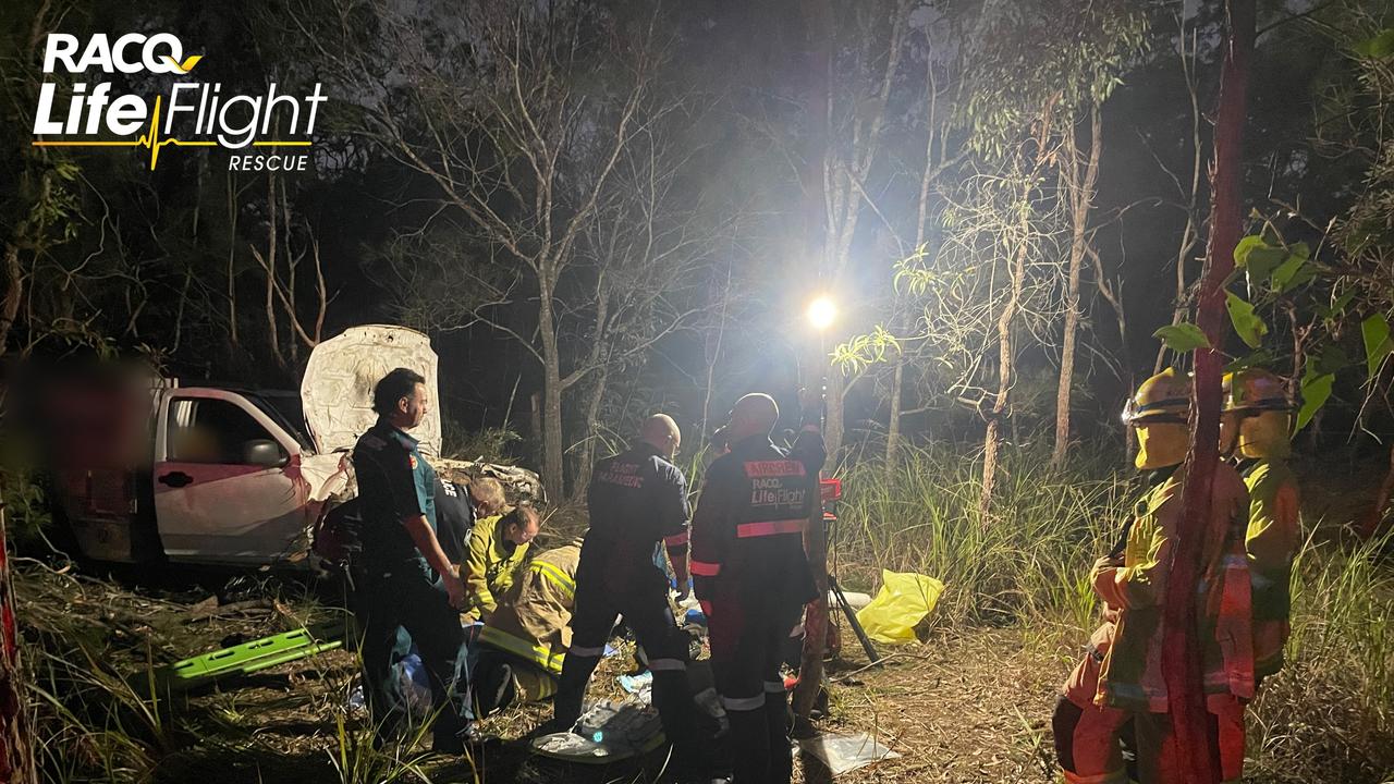 The Bundaberg-based RACQ LifeFlight Rescue helicopter crew flown a man after a single vehicle crash in the Gladstone region.