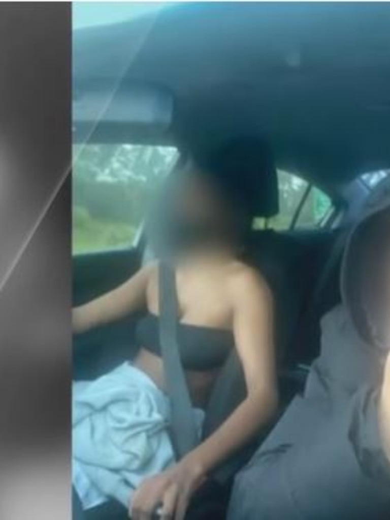 The footage shows the teenager in a car with a driver who has been identified as a 15-year-old girl. Picture: 7News