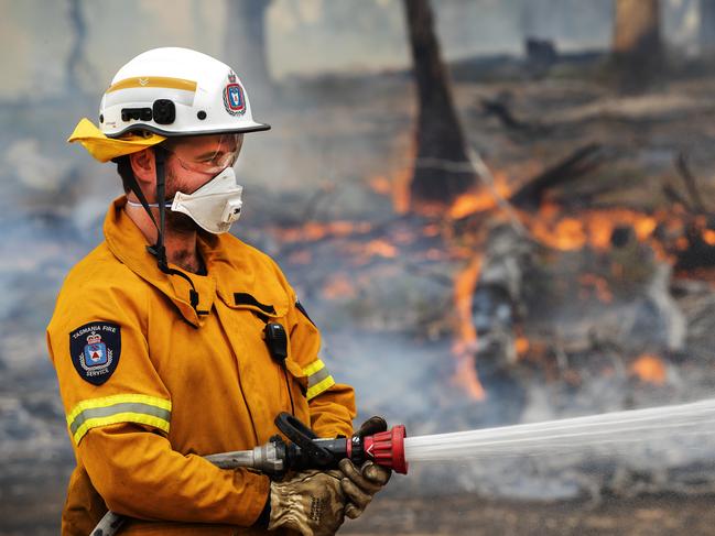 TFS volunteer Bob Williams, of St Helens, performs backburning operations at Fingal. Picture: CHRIS KIDD