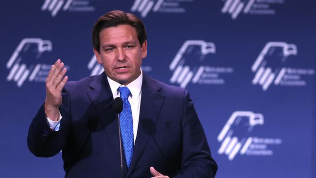 Ron DeSantis was accused by Donald Trump of rewriting history. Picture: AFP