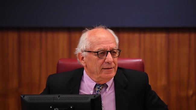 Commissioner Ray Finkelstein AO QC during Victoria's royal commission into Crown Casino, in Melbourne. Picture: AAP