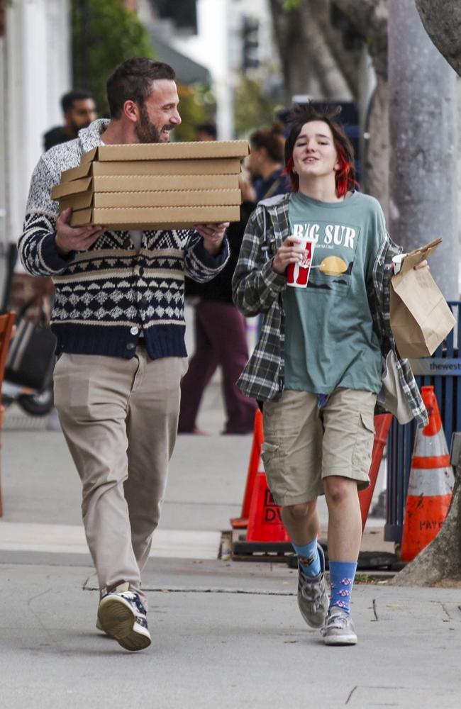 The actor and his teenage daughter picked up five pizzas during their outing. Picture: Backgrid Australia