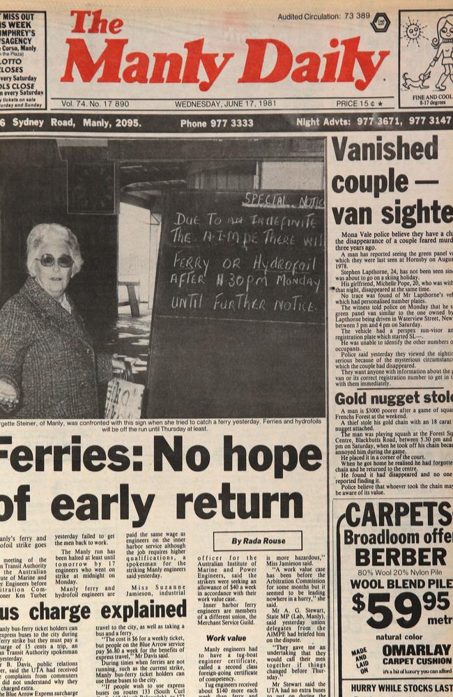 June 1981 front page of the Manly Daily