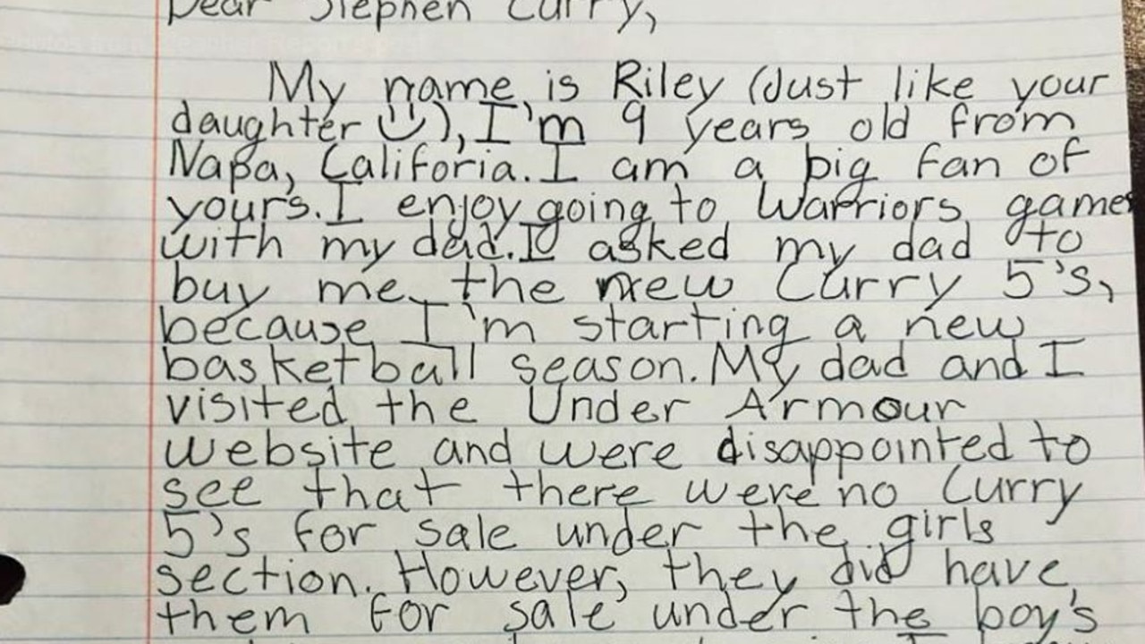 Steph Curry responds to young girl’s letter, shoes, Under Armour ...