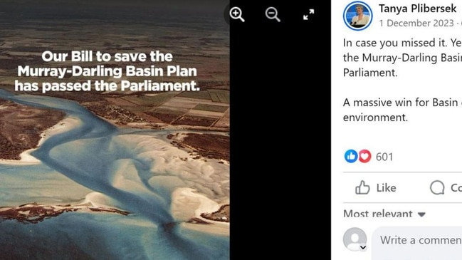 A 1989 image of Queensland's Elliott River used by Federal Water Minister Tanya Plibersek in her facebook post promoting the passage of her Murray Darling Basin reforms in December 2023.