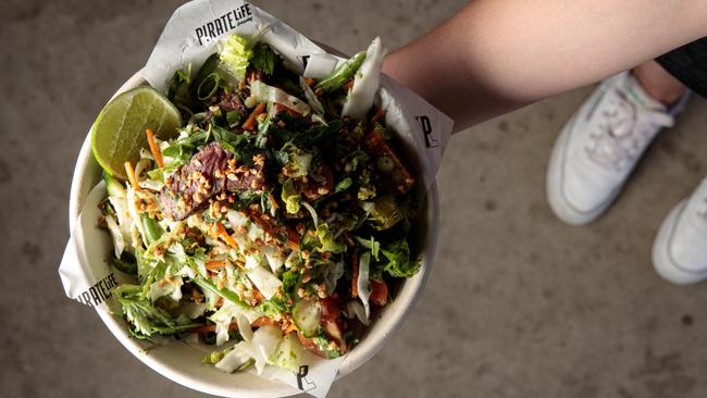 Rare beef salad at Pirate Life, Port Adelaide. Picture: DUYDASH