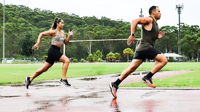 Reuben Enoka and Crystal Maguire, the co-founders of the personal training business Just Train, do most of their work with their clients, outdoors at Cromer and Dee Why. Picture: Just Train