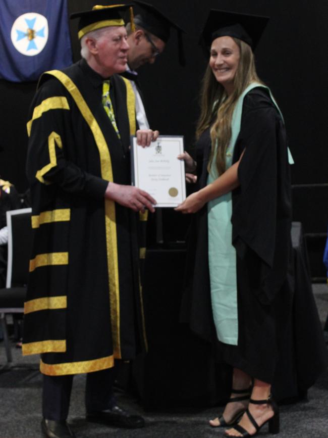 Julia McNeilly graduated with a Bachelor of Education (Early Childhood) at the CQUniversity graduation ceremony in Bundaberg on December 14, 2023.