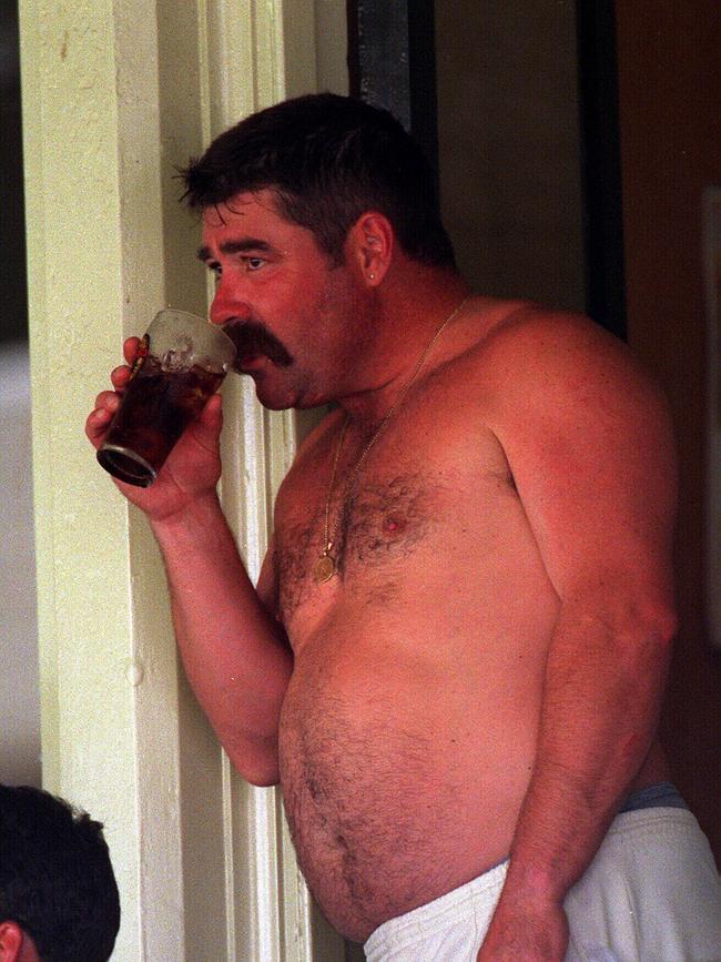 Boon sinks a cold one after a Shield match. Picture: Roy Haverkamp