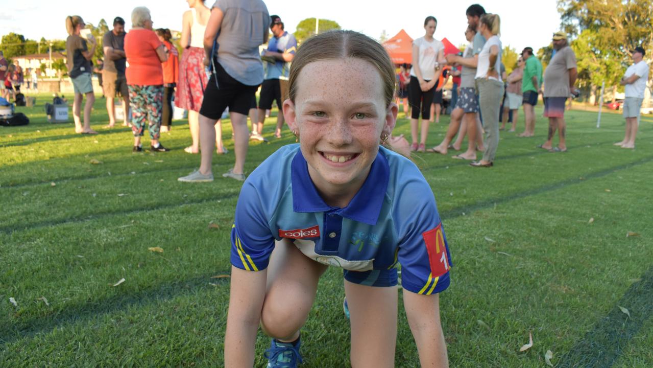 Maci Ritchie, 10, catches the camera during a sprint.