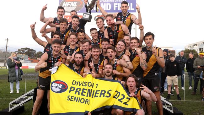 Heidelberg celebrates its 2022 premiership. Photo: Hamish Blair