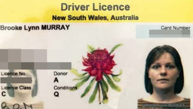 Brooke Lynn Crews NSW driver's licence. Picture: HPR
