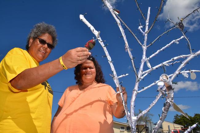 MEMORIAL TREE: Edwina Stewart and Elvie Sandow say the Memorial Tree celebrates loved ones lost to suicide.Photo Kate Darvall/ South Burnett Times. Picture: Kate Darvall