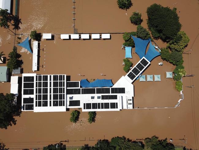 The Maryborough Aquatic Centre in the aftermath of the February 2022 floods.