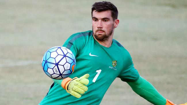 Mat Ryan at Socceroos training ahead of Friday’s clash with Saudi Arabia. Picture: George Salpigtidis