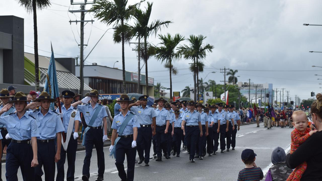 air force personnel at the Mackay Anzac Day Main Service, 2021. Picture: Chloe Waddell