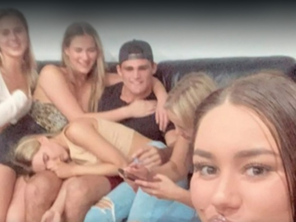 Penrith Panthers halfback Nathan Cleary got into hot water last month after pictures of him appearing to break social distancing laws surfaced on social media. Picture: Channel 9