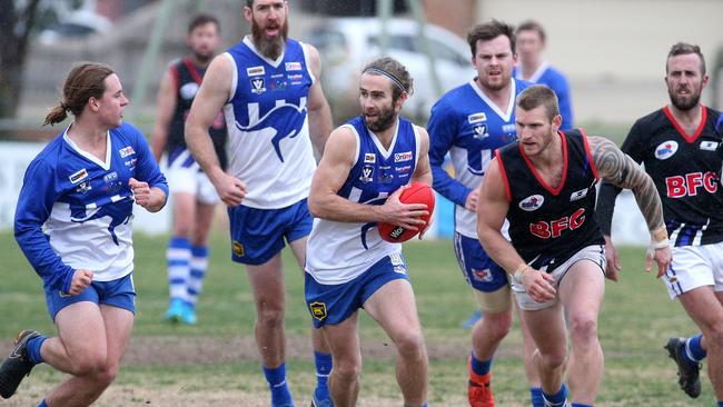 Sunbury Kangaroos took on Broadford in the RDFL on Saturday but could be on the hop to the EDFL. Picture: Hamish Blair.