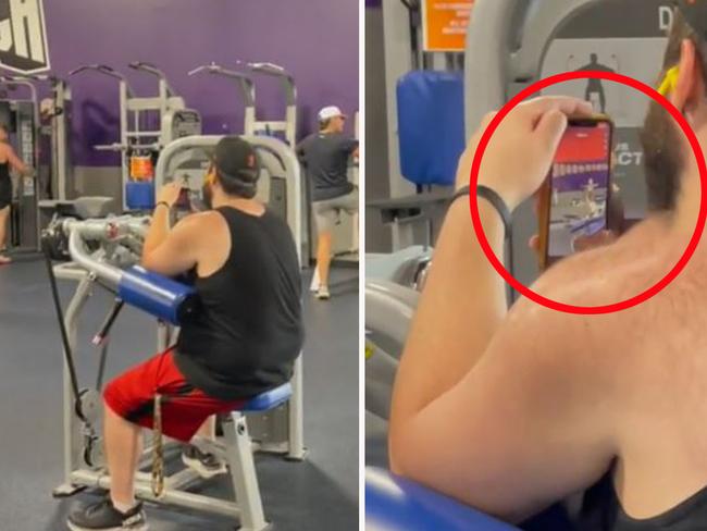 Man banned from Crunch Fitness gym for filming woman exercise. picture: TikTok/anneli.k8