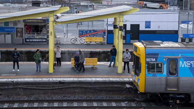 Dandenong railway station is Victoria’s fines hotspot for not wearing masks on public transport. Picture: Andy Brownbill.