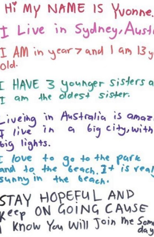 Letters from Aussie kids to Nauru. Pictures: Befriend a Child in Detention