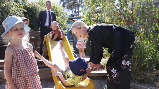 Labor leader Rebecca White at Adventure Patch childcare centre in Blackmans Bay. Picture: Nikki Davis-Jones