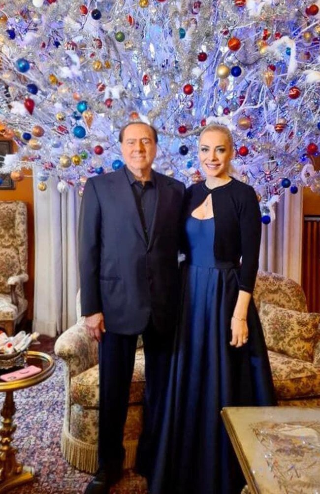 Silvio Berlusconi, pictured here aged 85, with his girlfriend Marta Fascina. He shared the photo with a note wishing her a happy 32nd birthday.