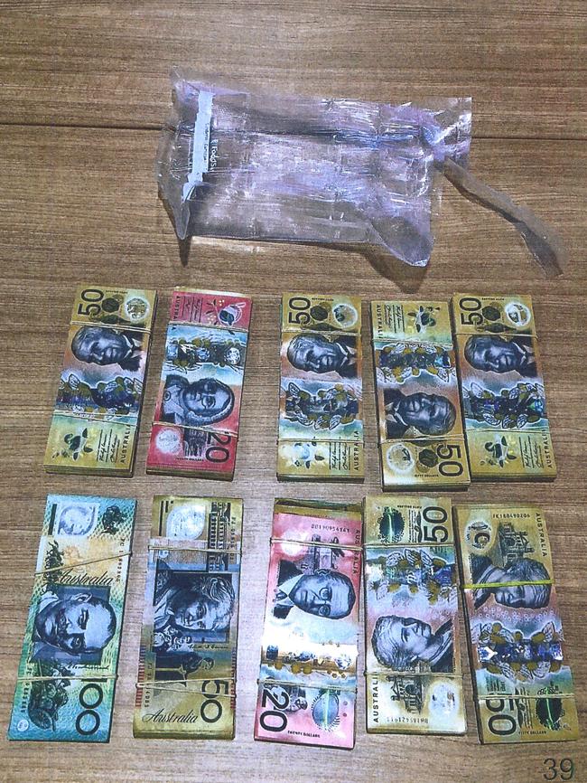 Money seized by police during the operation.