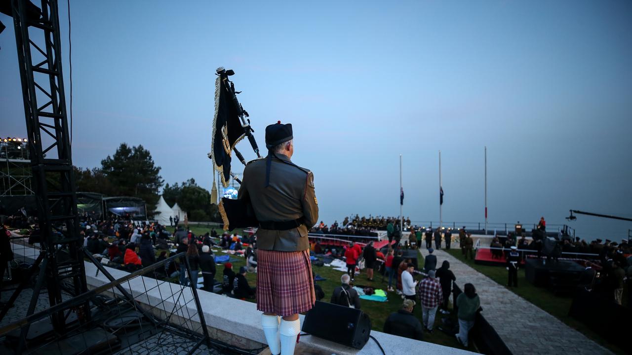 Australians and New Zealanders attend the ANZAC Dawn service at Anzac Cove in commemoration of the 107th anniversary of Canakkale Land Battles. Picture: Getty