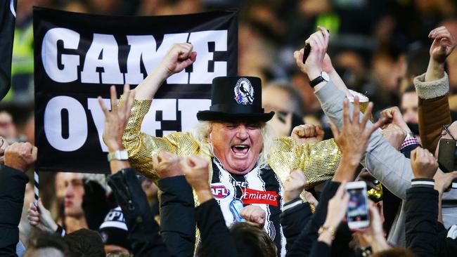 Jeffrey “Joffa” Corfe was a fixture in the Collingwood cheer squad for years. Picture: Getty