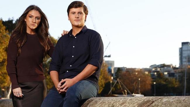 Domestic violence victims Kashaya Williams and James Williams at Rushcutters Bay Park. Picture: Richard Dobson