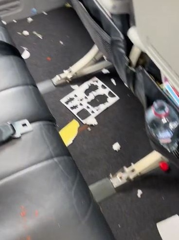 The TikTok video shows the mess the flight attendant was left to clean after a domestic flight to the Gold Coast.