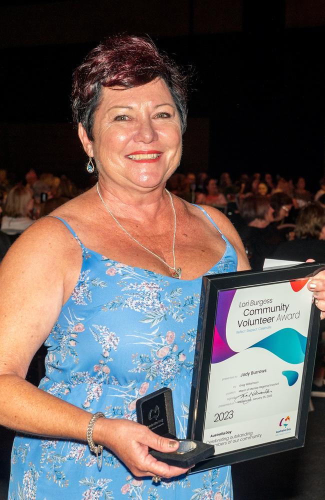 Jody Burrows, Lori Burgess Community Volunteer Award at the 2023 Australia Day Awards at the Mackay Entertainment and Convention Centre (MECC)). Picture: Michaela Harlow