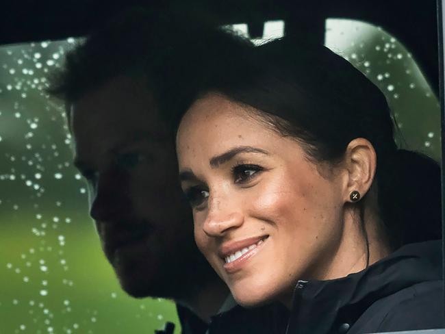 (FILES) In this file photo taken on October 30, 2018 Britain's Prince Harry and his wife Meghan, Duchess of Sussex arrive for the unveiling of a plaque dedicating 20 hectares of native bush to the Queen's Commonwealth Canopy project at The North Shore Riding Club in Auckland on October 30, 2018. - Britain's Prince Harry and wife Meghan Markle are expecting their second child, their spokesman told British media on February 14, 2021. (Photo by STR / POOL / AFP)