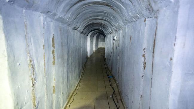 An underground tunnel which Israeli forces said they found during a raid in Khan Yunis in the southern Gaza Strip.