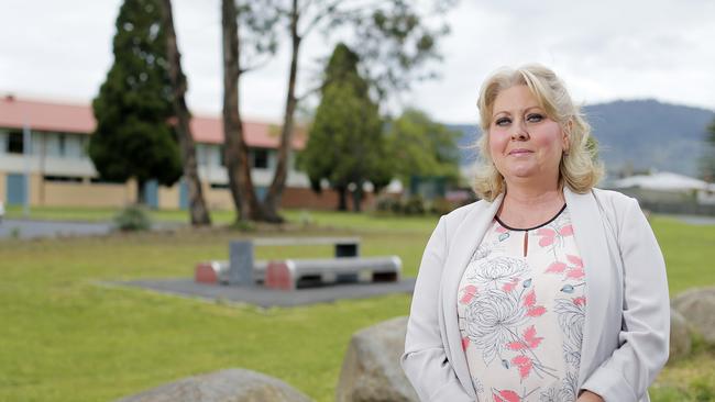 Former Glenorchy Alderman, Jenny Branch Allen outside Cosgrove High School in Glenorchy.