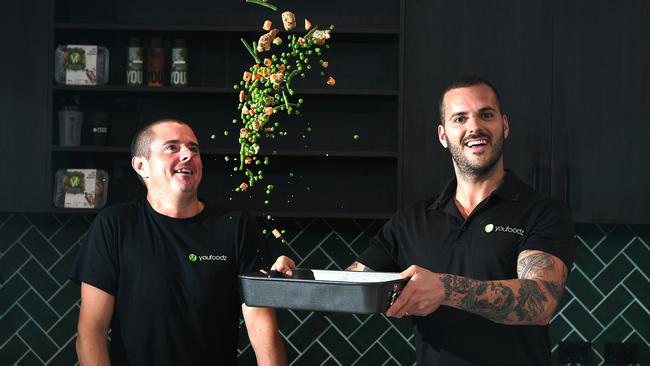 Youfoodz chefs Aaron Collins and James Demos. Picture: AAP image, John Gass