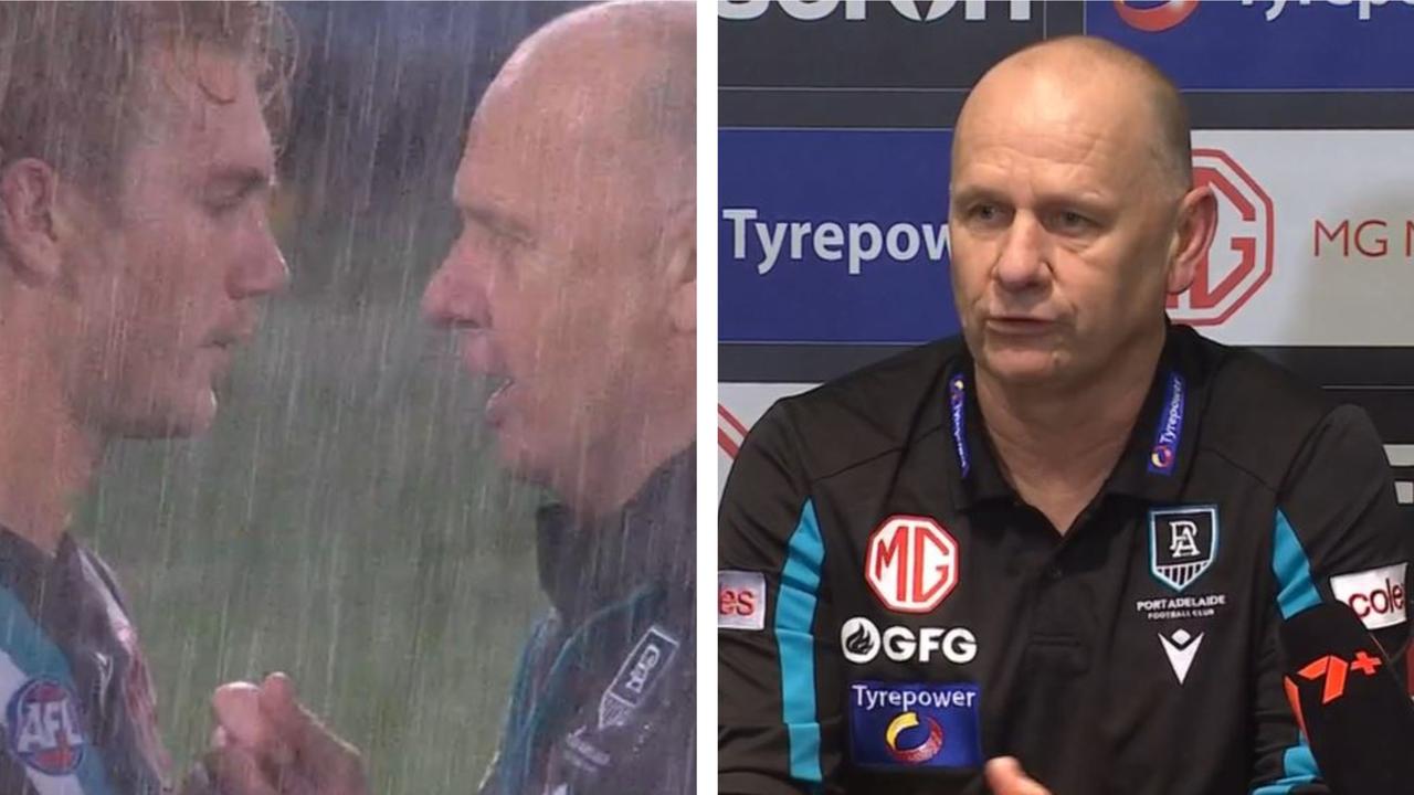 Vidéo de la conférence de presse de Ken Hinkley après la victoire de Port Adélaïde sur les Bulldogs, Jason Horne-Francis hué