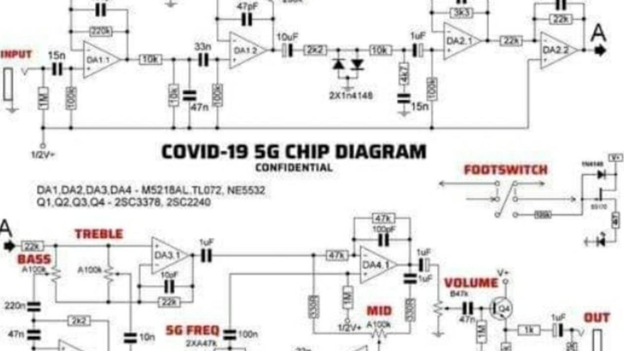 An altered schematic claiming to be for a ‘COVID-19 5G chip’.