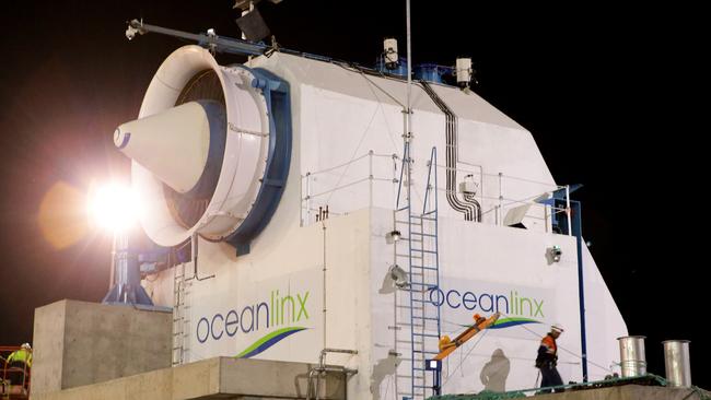 The Oceanlinx wave generator before starting its journey to the sea bed off Carrickalinga.