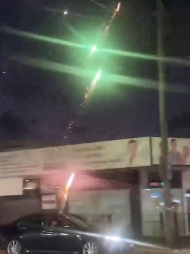 Illegal fireworks display from a moving car in Greenacre.