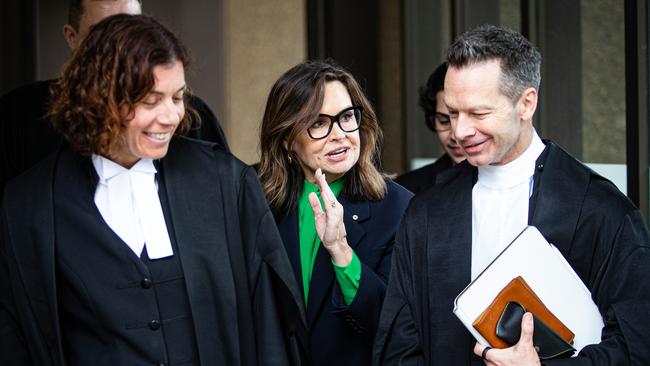 Lisa Wilkinson and her legal team leave the Federal Court in Sydney on Thursday. Picture: NCA NewsWire / Christian Gilles